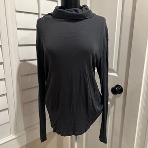 Soft Long-Sleeve Cowl Neck Top - Dark Gray